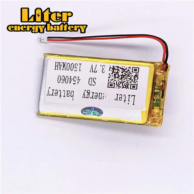 1.5MM 2pin Cổng kết nối bán chạy pin lithium 3.7 V 454060 1500 mAh Sách điện tử GPS PDA ghi âm Xe Hơi Polymer sạc pin Lipo