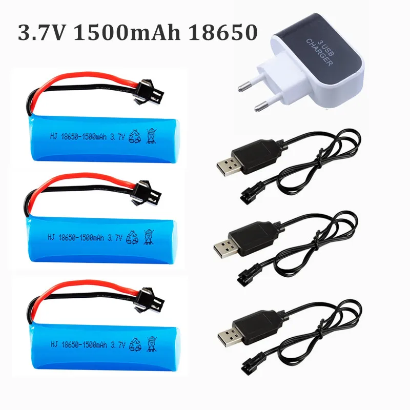 3.7V 1500mAh 18650 ליתיום סוללה + מטען עבור RC רכב Q70 Q85 מסוק מטוסי רכב סירת אקדח צעצוע 18650 3.7v סוללה SM תקע