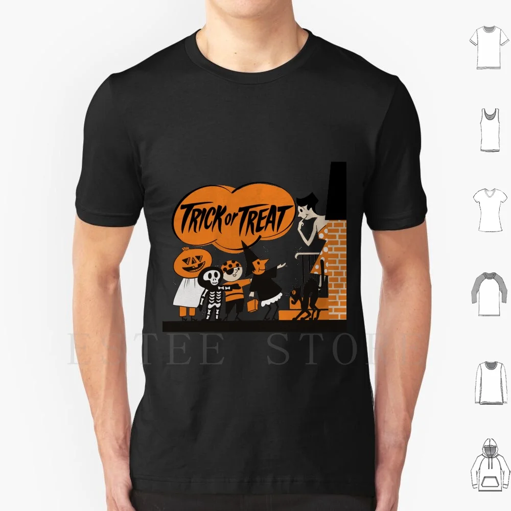 Vintage Halloween Trick Or Treaters T Shirt Print Cotton Vintage Halloween Retro Trick Treat Tricks Treats October Orange Black