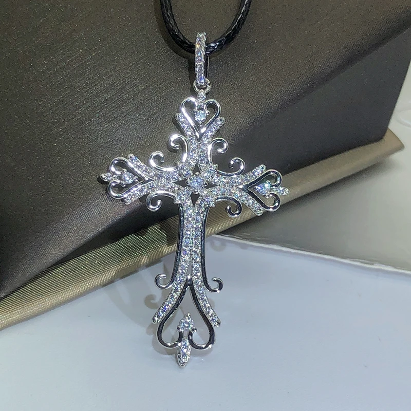 925 Silver Gothic Dark Style Cross Pendant Necklace Rock Punk Goth Fashion Necklaces For Women Men Jewellery Design Mystical Gif