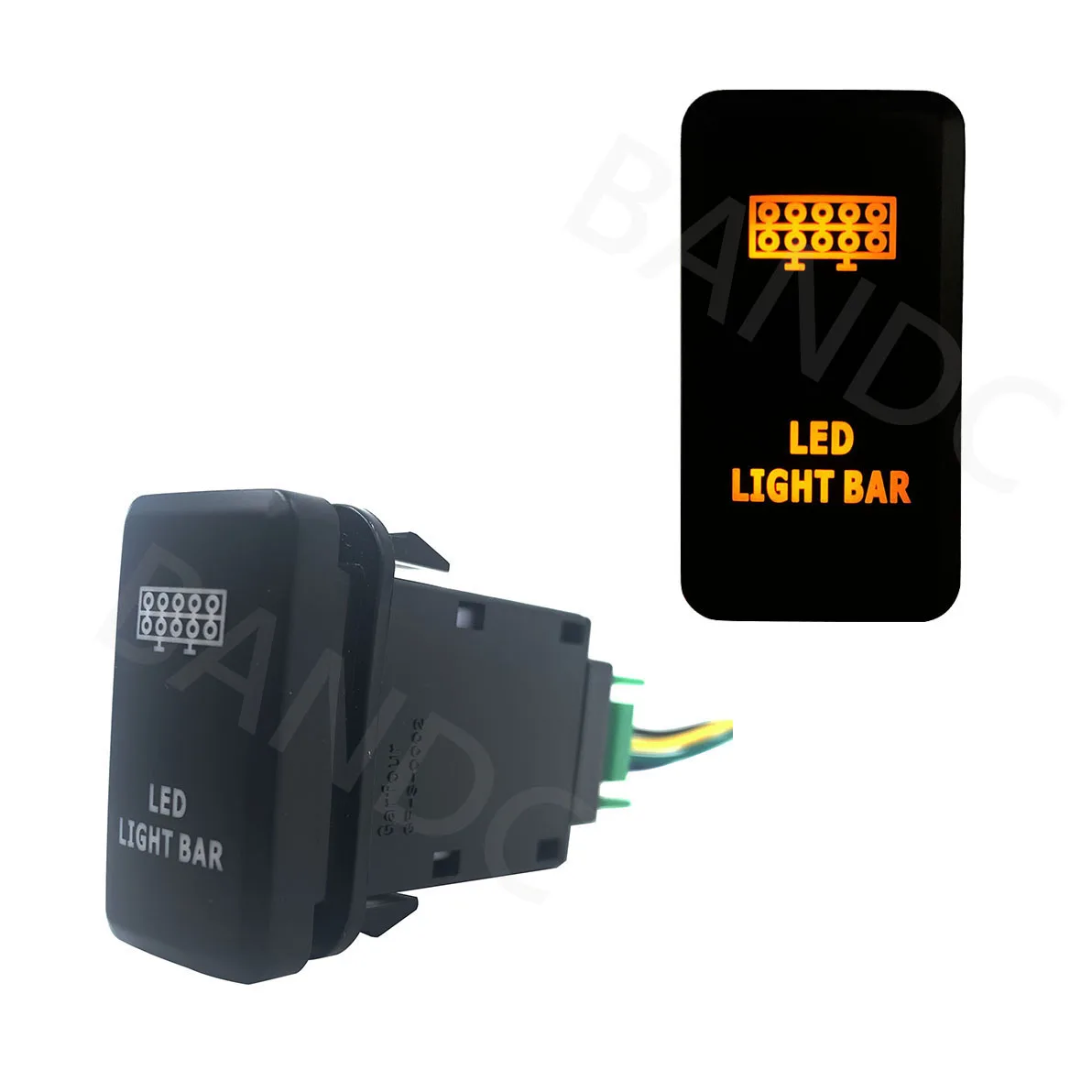 12V Amber LED LIGHT BAR Push Switch for Toyota Hilux KUN26R, GGN15R, GGN25R 2005-Current, 3Amp 12V,+ Wiring Connector