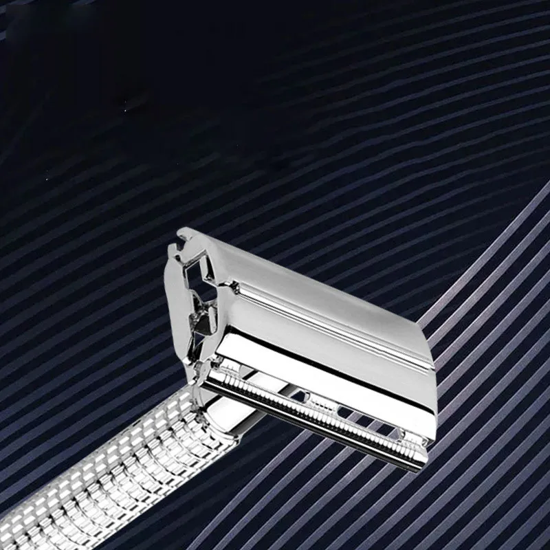 男性用のクラシックなレトロなステンレス鋼かみそりハンドル,顔のシェービング,ストレートカット