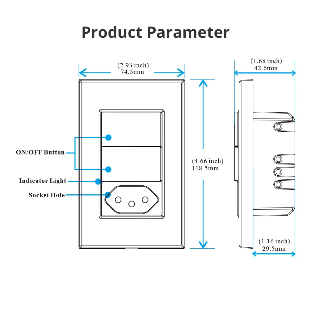 Zemismart Tuya WiFi 10A สมาร์ทบราซิลซ็อกเก็ต Wall Outlet 2 ปุ่มทางกายภาพสวิทช์ไฟ Alexa Google Home Voice Control