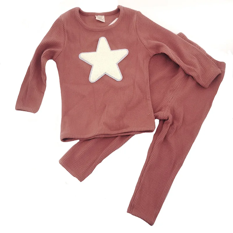 2pcs set baby clothes long top/pant children Fall Outfits Star kid clothes Ribbed Cotton long sleeves girl boys clothing