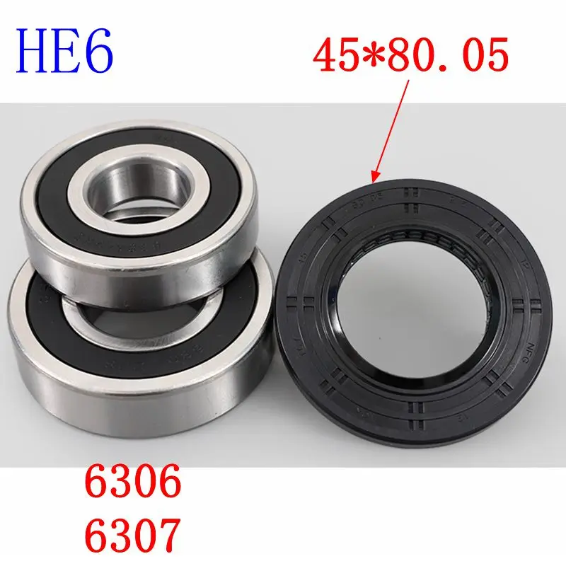 

for Haier drum washing machine Water seal（45*80.05）+bearings 2 PCs（6306 6307）Oil seal Sealing ring parts