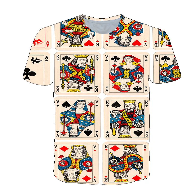 2021 Fashion Hip Hop Playing Cards Pattern Men t-shirt Summer Casual Interesting Poker Graphic t shirts O-Neck 3D Print T-shirt