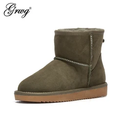 Recién llegado, botas de nieve clásicas australianas de cuero genuino para mujer, botines de cuero de vaca para mujer, zapatos de invierno de talla grande para mujer