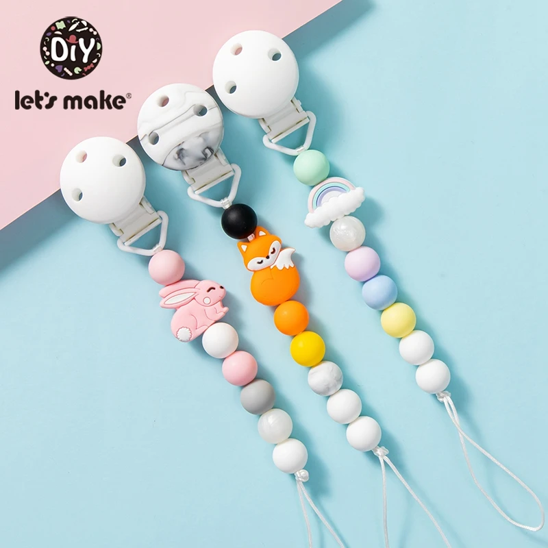 Let'S Make 10pc Nipple Chain Silicone Animal Pacifier Chain Personalized Pacifier Clip For Nipples Baby Toys For New Born Baby