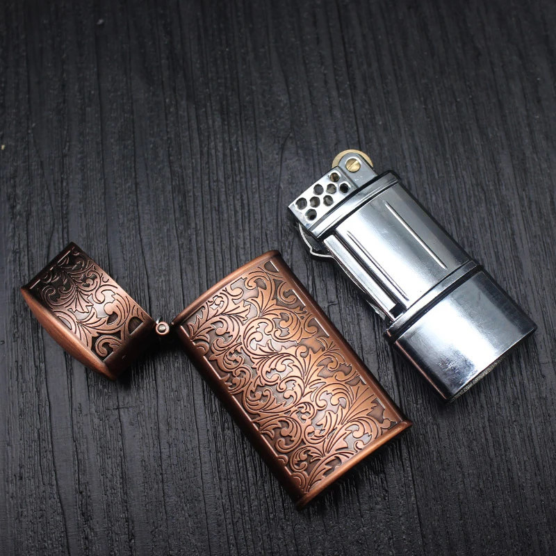 Gadgets For Men Portable Vintage Kerosene Lighter Petrol Oil Encendedor Smoking Accessories Metal Classic Gasoline Fluid Lighter