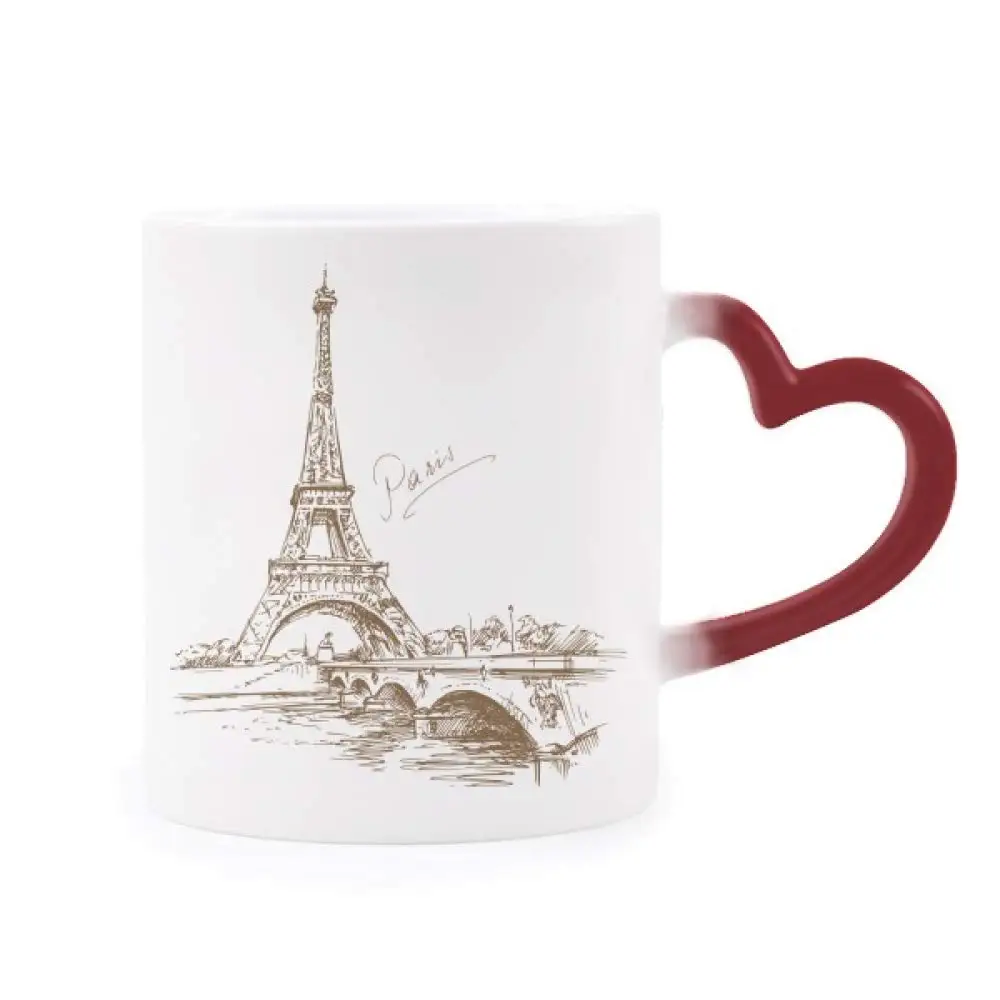 The Tower Paris France Morphing Mug Heat Sensitive Red Heart Cup