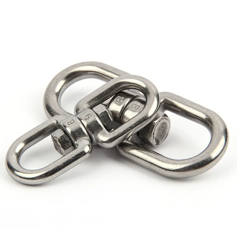 5PCS 304 Stainless Steel Swivel Hooks Tools Carabiner Equipment 4/5/6/8/10mm Double Eye Liftting Swivel Ring Chains Sling Parts