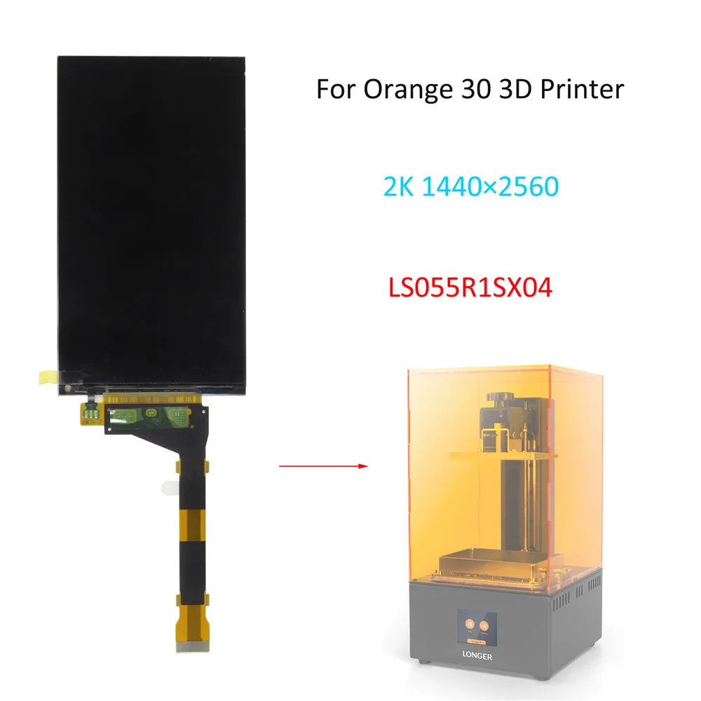 5,5 ''2K LS055R1SX04 1440 × 2560 para Kit de piezas de impresora 3D Orange 30 más largo reemplazo LCD de curado con luz