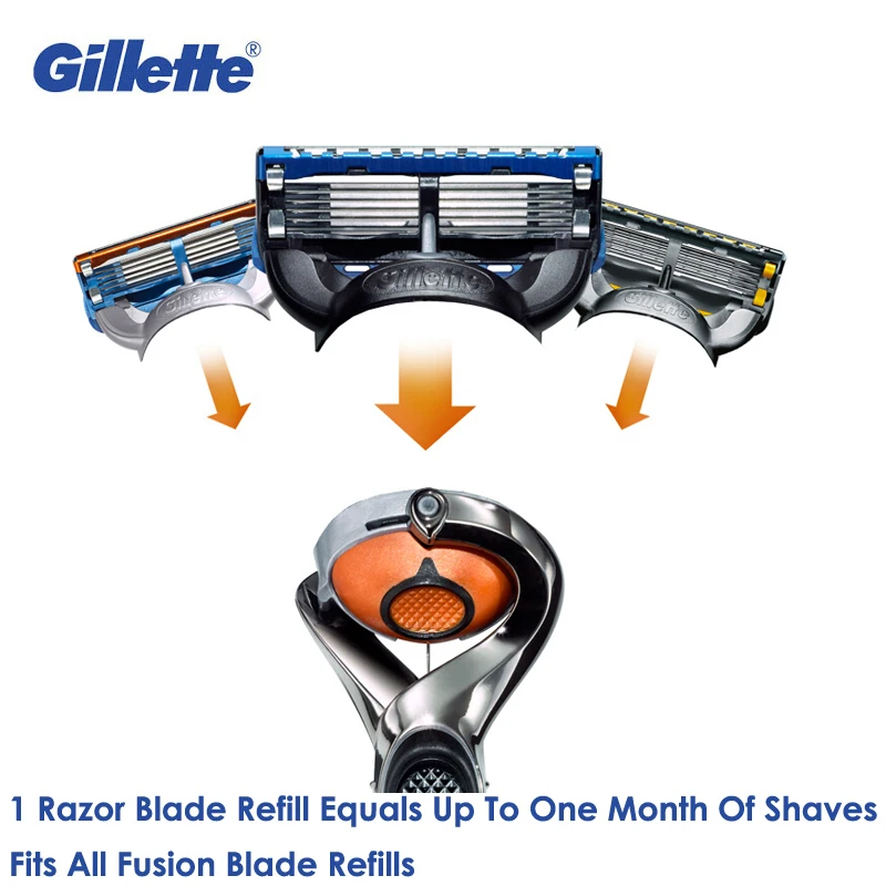 Gillette Fusion Manual Razor Barber Hair Beard Shaving Blades Flexball Rotating Razor Blade Cartridge Men Hair Shaver Face Care