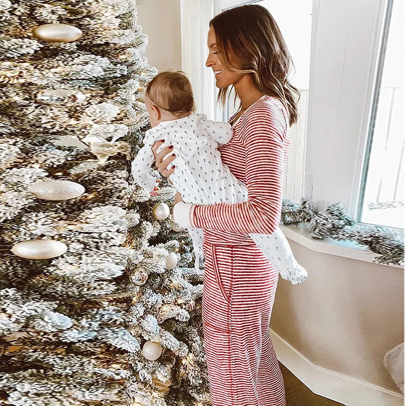 Autumn and Winter Loungewear Pajamas Set Fashion Long-sleeved Trousers Two-piece Sleepwear Striped Nightshirt Women's Home Suit