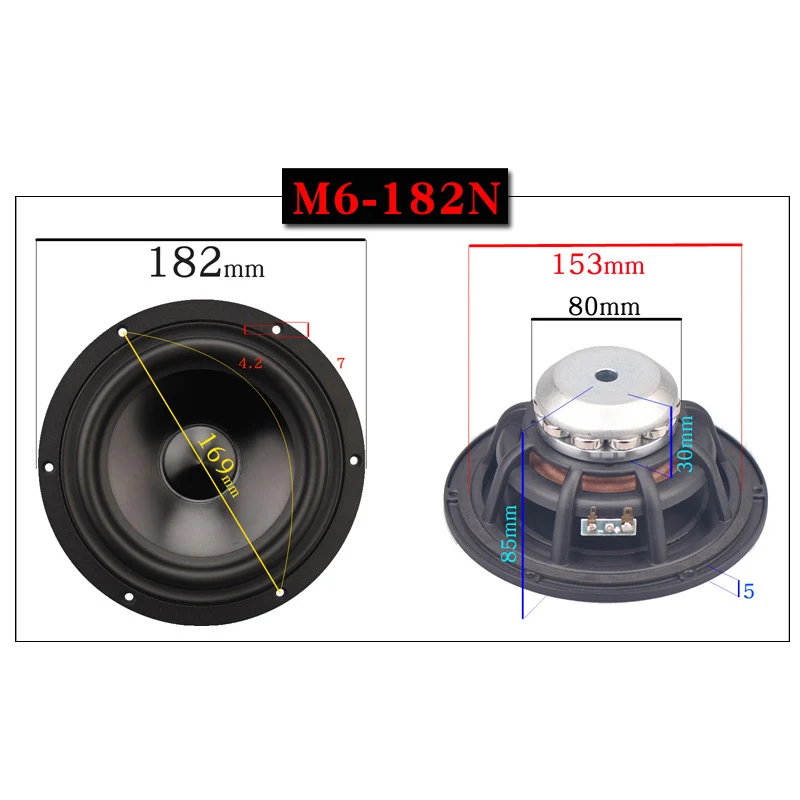 HIFIDIY LIVE hifi 4~6.5Inch120/153/182mm Pure Midrange Full frequency speaker unit 8OHM 50W100W 120W midbass loudspeaker M4/5/6N