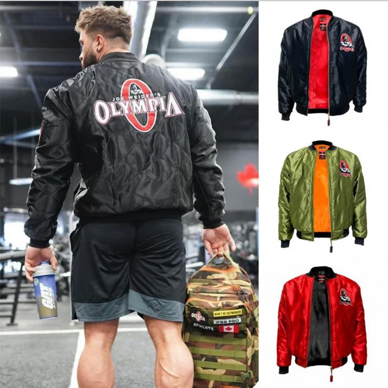 newOLYMPIA Mens zipper Jacket Winter  Fashion Casual male gyms fitness Bodybuilding  Jacket Sweatshirt sportswear Brand top coat