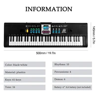 Teclado electrónico Digital de 61 teclas, Piano eléctrico multifuncional para niños, Piano para estudiantes con micrófono, instrumento Musical