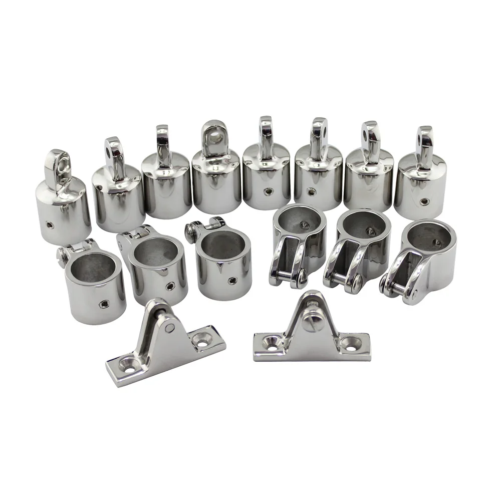 4 and 3 Bow Stainless Bimini Top Fitting Boat Stainless Steel Marine Hardware Set - 16/12 piece set of SS316 7/8