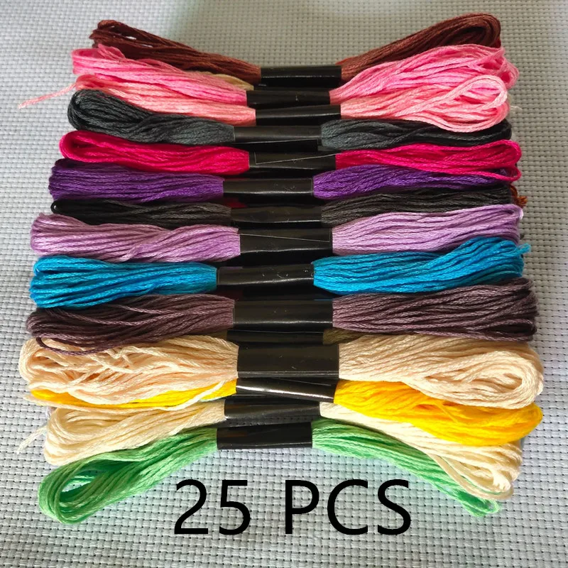 

25 pcs Random Color embroidery Thread DIY Silk Line Branch Threads Similar Thread Floss Skein Cross Stitch Thread