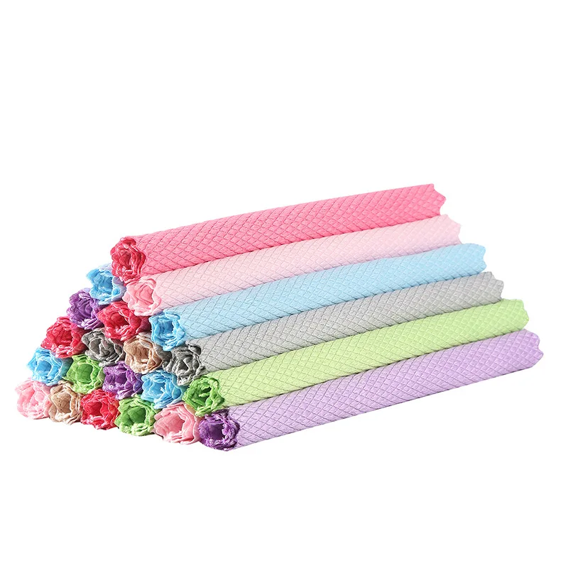 5Pcs Kitchen Microfiber Cleaning Cloth Anti-grease Wiping Rags Efficient Fish Scale Wipe Cloth Home Washing Dish Cleaning Towel