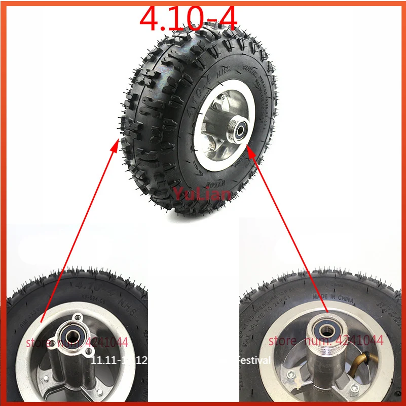 

4.10/3.50-4 4.10-4 wheel and inner tube and 4 inch hub Rim for 49cc Mini Quad Dirt Bike Scooter ATV Buggy