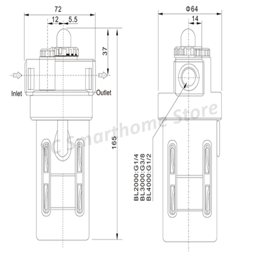 1Pcs Air Lubricator 1/4 "3/8" 1/2 "Minyak-Air Filter Air Sumber Prosesor
