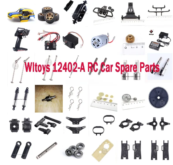 WLtoys 12402-A 12402a RC car  parts car shell tires motor gear remote controller receiver differential drive shaft Swing arm etc