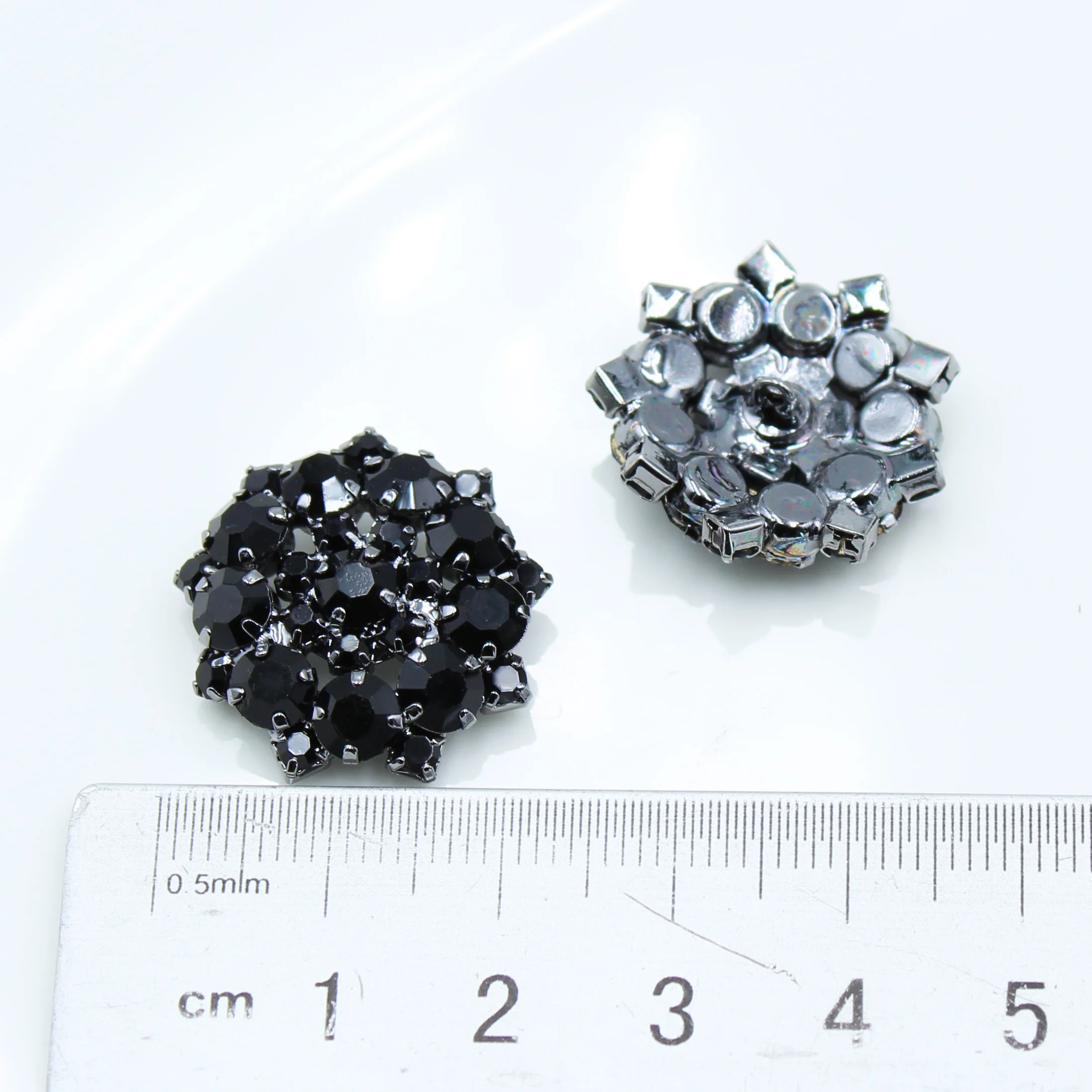 NEW 10Pcs 22MM All Black metal Rhinestone Buttons Shank Diamante Accessories DIY for Wedding Decoration Sewing Clothing Buttons