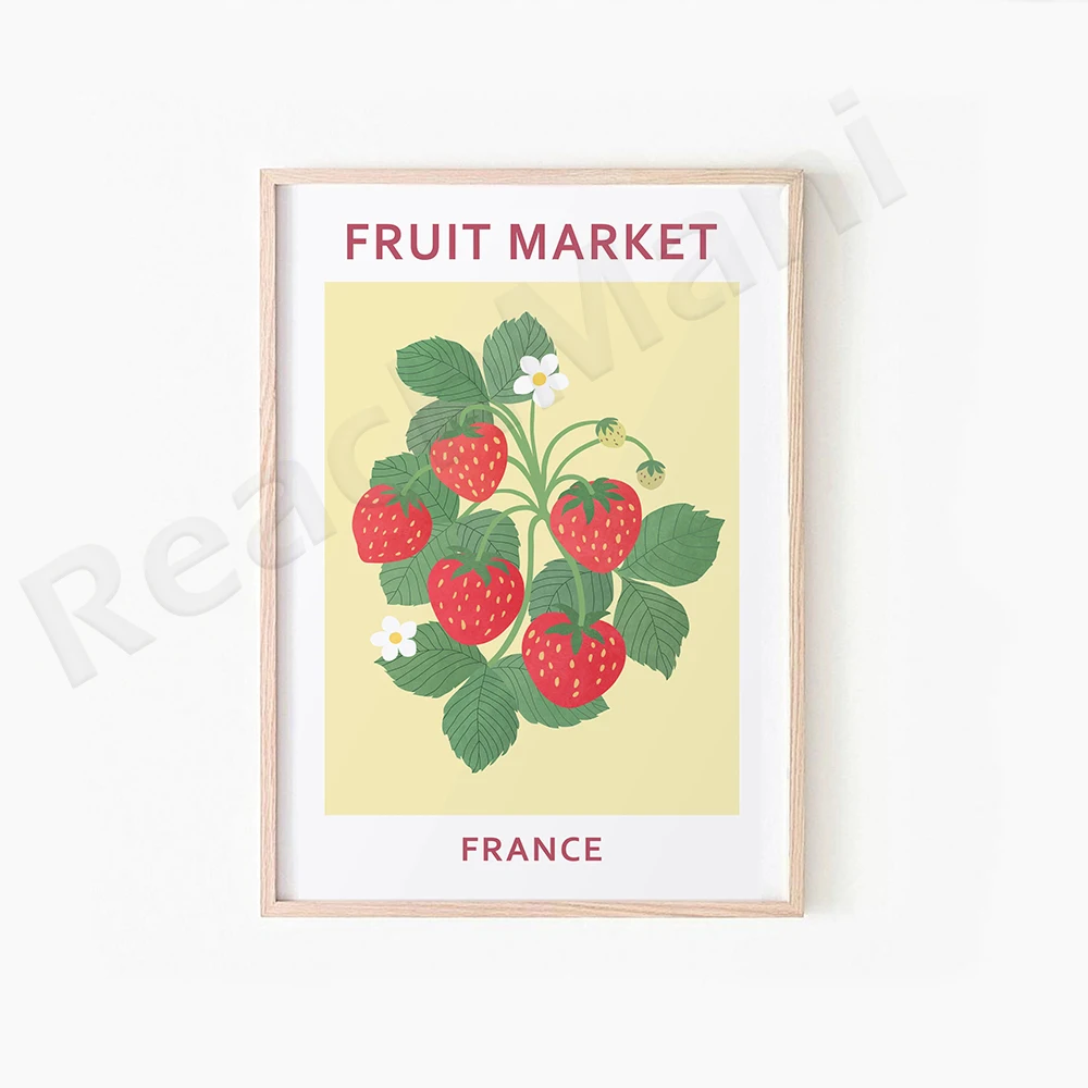 Fruit Market Print , DIGITAL DOWNLOAD, Peach Lemon Orange Fruit Market Posters, Colourful Wall Art, Botanical Gallery Wall Set