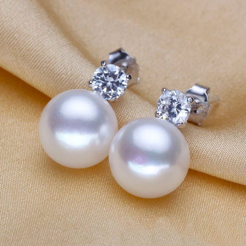 

Hot Sale Pearl Stud Earrings AAAA Natural Freshwater Pearl 925 Sterling Silver Earrings For Women Fashion Korea Jewelry Gifts
