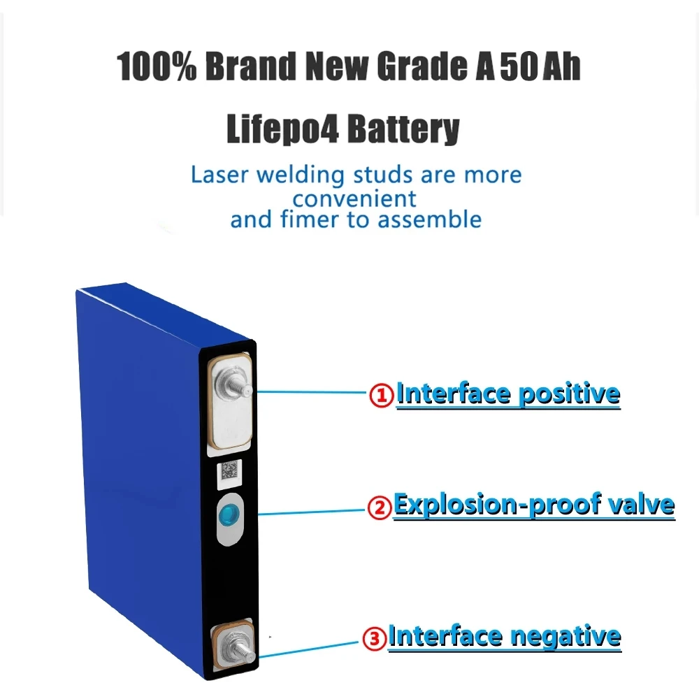 LiitoKala 3.2v 50Ah LifePo4  battery lithium 150A 3C high drain for diy 12V 24V solar Inverter electric vehicle  golf cart