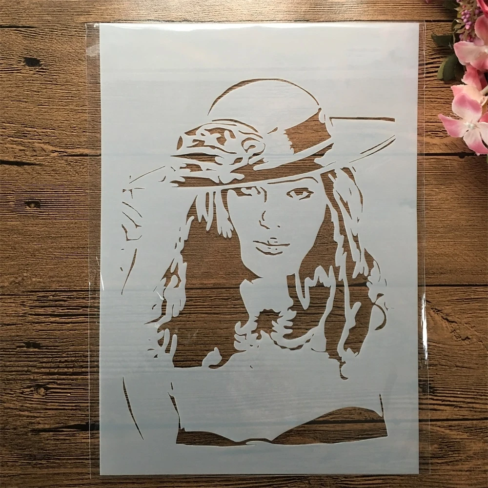 A4 29cm Western Fashion Lady DIY Layering Stencils Wall Painting Scrapbook Coloring Embossing Album Decorative Template