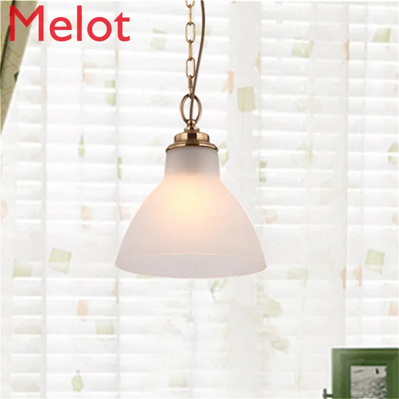 Fashionable High-End American-Style Copper Simple Dining-Room Lamp Study Lamp Corridor Light Single-Head Small Modern Chandelier