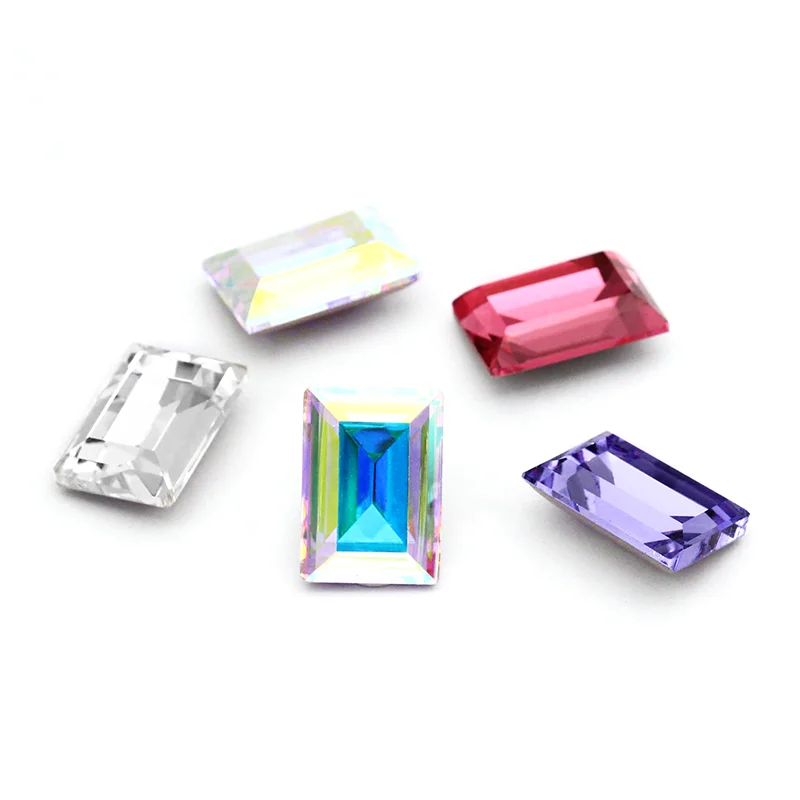 Astrobox Rectangle Crystal Rhinestones Glue On Decoratio Glass Rhinestones Applique Clothing Glitter Strass DIY  Jewelry Making