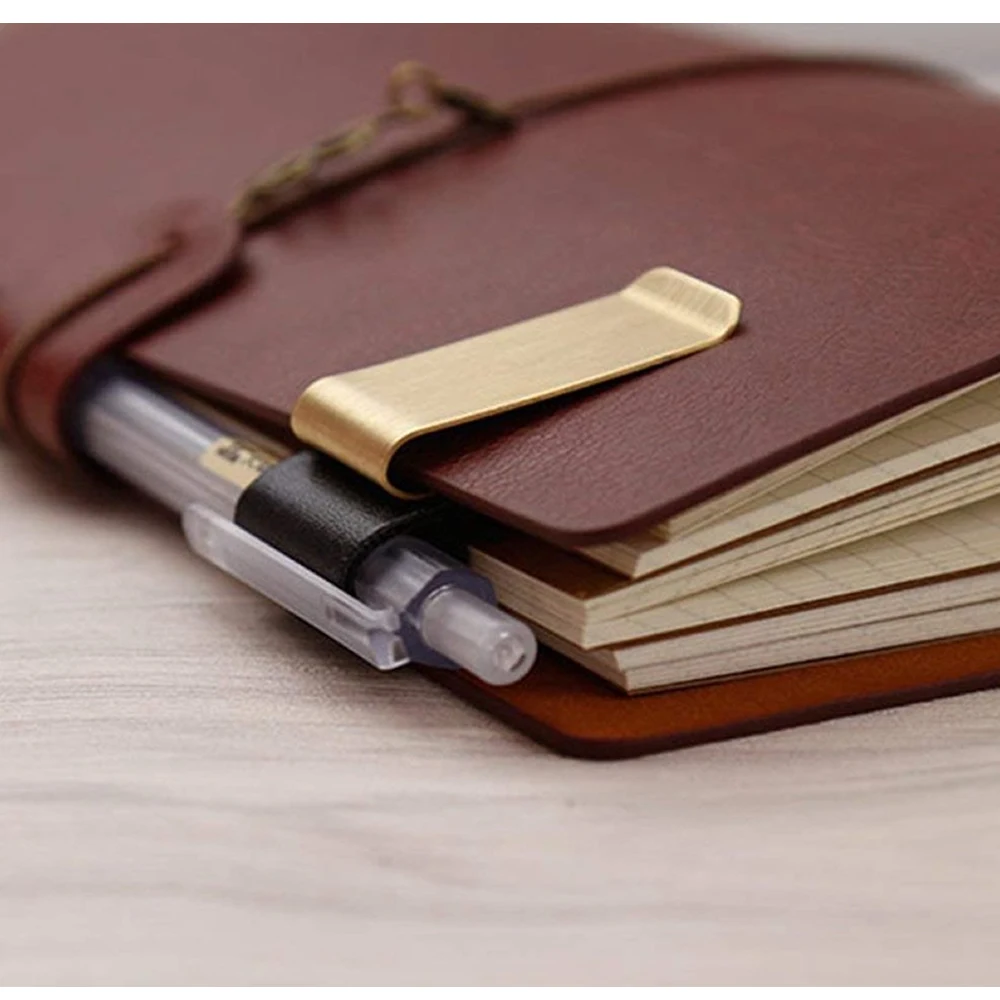 Pen Loop For Notebook Retro Leather Journal Notebook Pencil Holder Bookmark With Metal Clip Clip De BolíGrafo De Metal Con Cuero