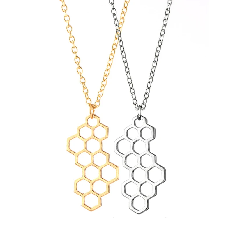 Cute Girls Tiny Gold Color Honeycomb Pendant Necklace For Women Fashion Sideways Beehive Choker Female Party Jewelry Gifts