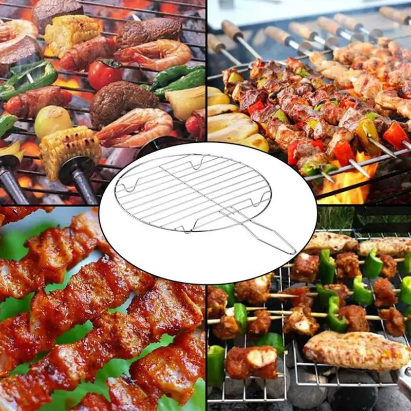 Grilling Basket Stainless Steel BBQ Basket Grill Basket Outdoor BBQ Supplies Non-stick Barbecue Baking Pan for Camping Picnic