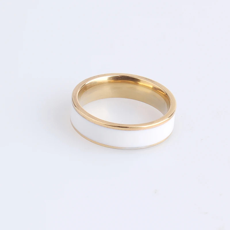 wedding rings 6mm gold color black  white oil stripes 316L Stainless Steel finger rings for men women wholesale