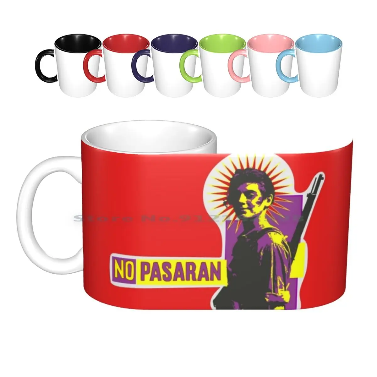 No Pasaran! Ceramic Mugs Coffee Cups Milk Tea Mug No Pasaran Spain Spanish Civil War Anarchy Anarchist Communism Franco War