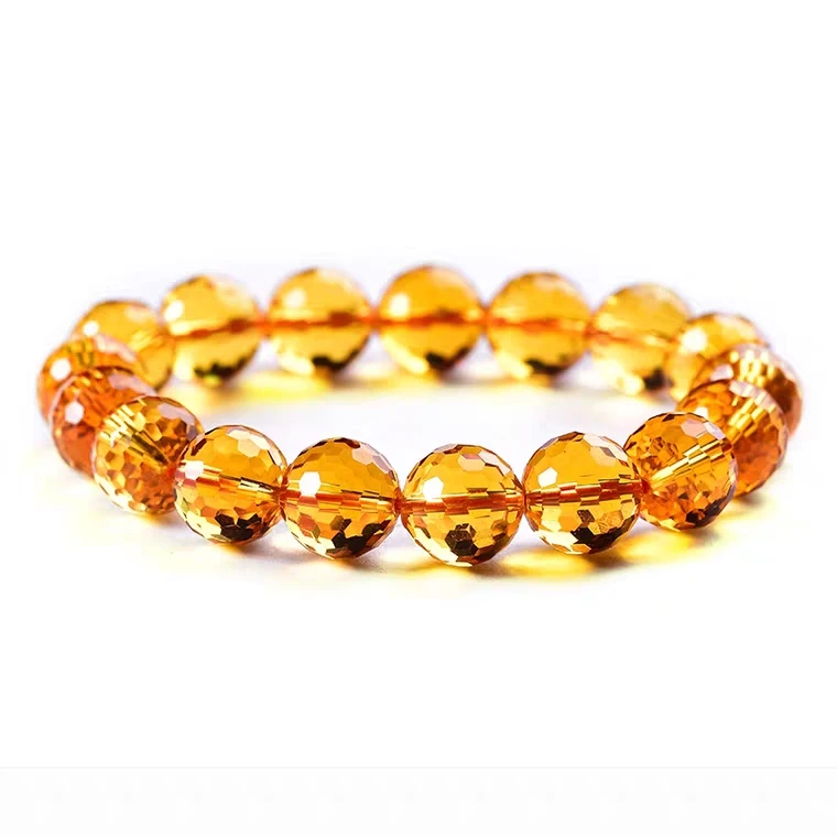 

Genuine Natural Yellow Citrine Clear Round Beads Bracelet Women Men Crystal Gemstone Wealthy 8mm 10mm 12mm Gift AAAAA