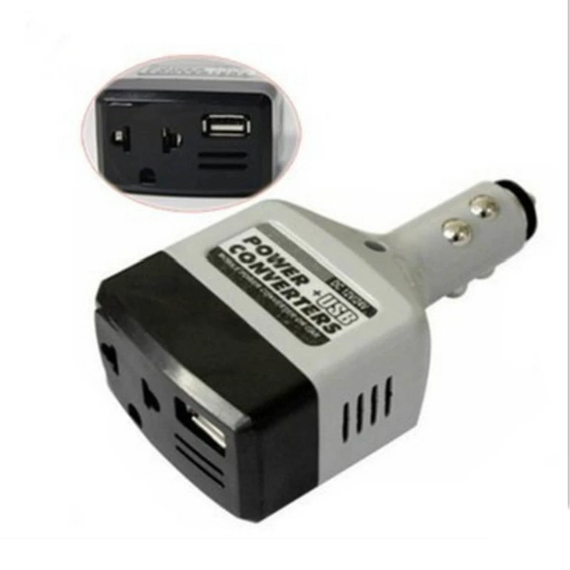 Universal DC 12V/24V to AC 220V Car Inverter with USB Charging Port Power Socket for Cellphone Tablet