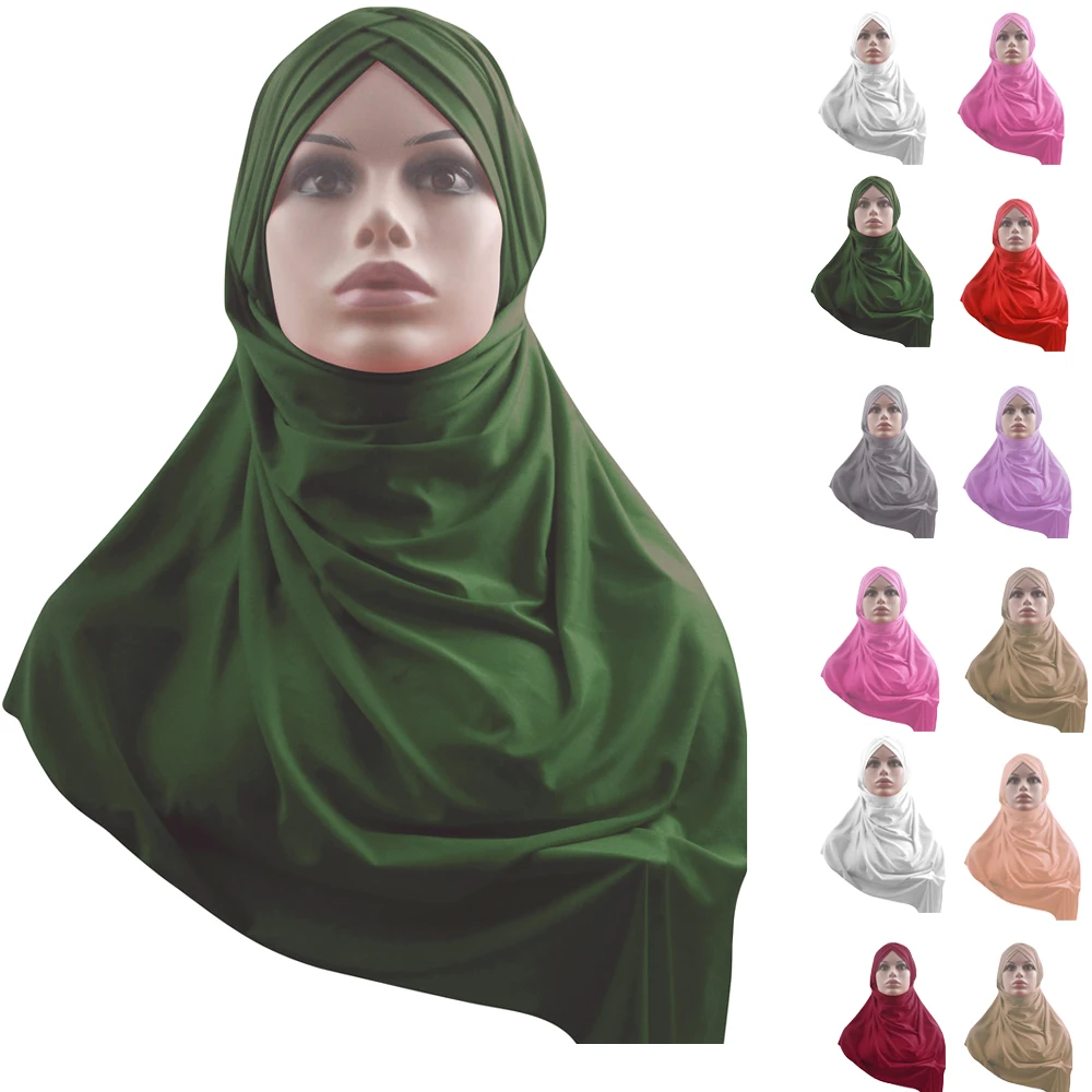 

One Piece Amira Muslim Women Hijab Pull On Instant Scarf Turban Headscarf Shawl Wrap Full Cover Islamic Prayer Caps Hats Arab