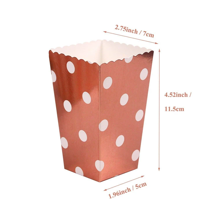 12pcs Pink Popcorn Carton Hot Stamping Wave Blue Fries Box Wedding Christmas Birthday Party Packaging 11.5x5x7cm