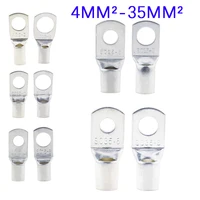 10/25/50/100 Uds. Terminales de Cable de cobre estañado con agujero de perno juego de terminales de batería conector de Cable 4mm2 6mm 10/16/25mm 35/50mm 5mm 6mm 8mm