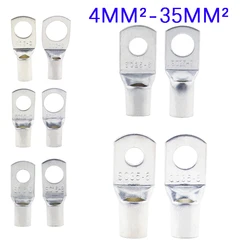 10/25/50/100PCS Bolt Hole Tinned Copper Cable lugs Battery Terminals set Wire connector 4mm2 6mm 10/16/25mm 35/50mm  5mm 6mm 8mm