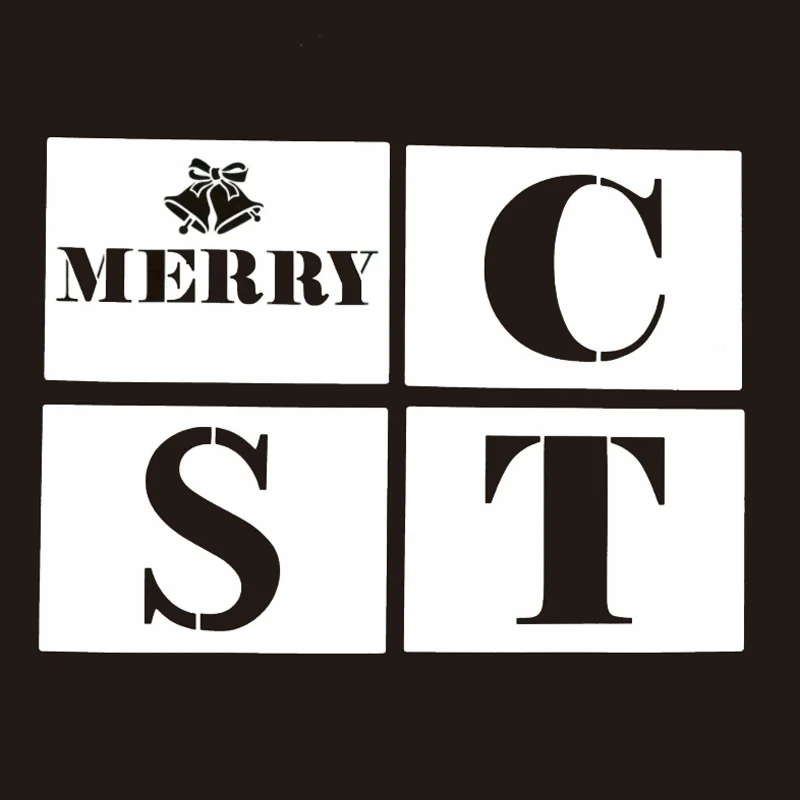Large Letters Merry Christmas Painting Template Hand-painted Inkjet DIY Coloring Embossing Stencil Scrapbooking Decor Reusable