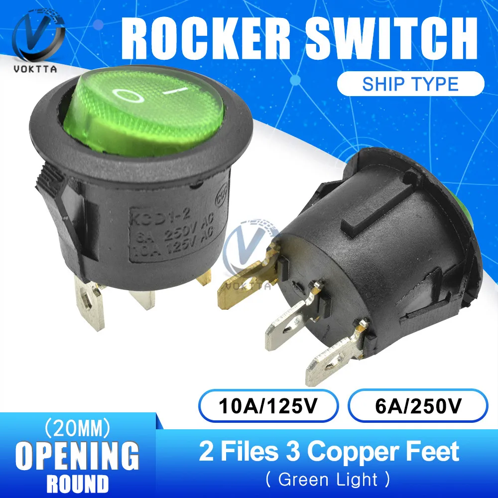 5pcs 20 millimetri Rotonda Rocker Interruttore di Alimentazione ON-OFF/ON-OFF-ON 2/3 Posizione 2/3/4Pin 6A 250V Boart Interruttore Snap-in Impermeabile Cap