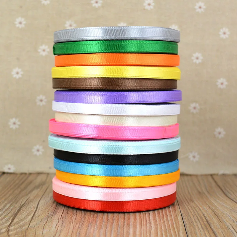 25Yards/Roll 6mm Silk Satin Ribbons For Crafts Bow Handmade Gift Party Wedding Decorative Wrapping Scrapbooking Riband Sew Craft