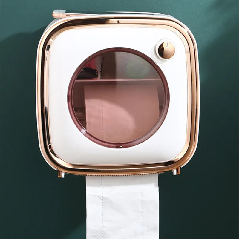 Fashional Paper Roll Holder White Toilet Paper Holder Luxury Decoration Waterproof Tissue Box Holder Green Wall Sticking