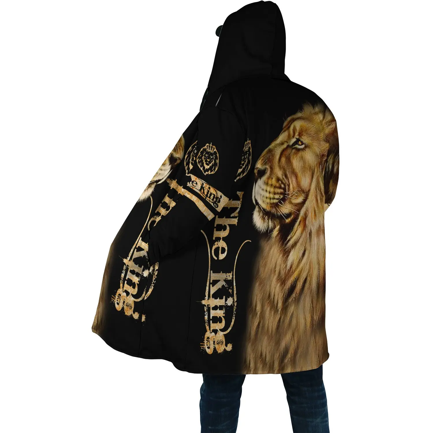 2021 Winter Fashion Mens cloak Love Animal lion 3D Printing Thick Fleece Hood cloak Unisex Casual Warm Cape coat DP12